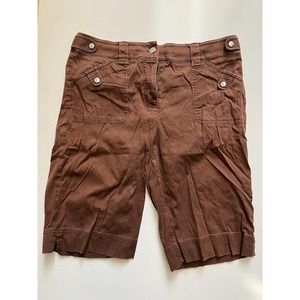 Jones New York Sport Womens Shorts zip Button Brown Stretch Size 10